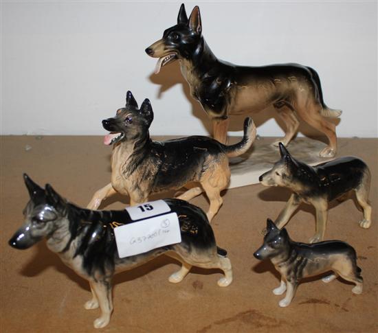 5 alsatian dog figures